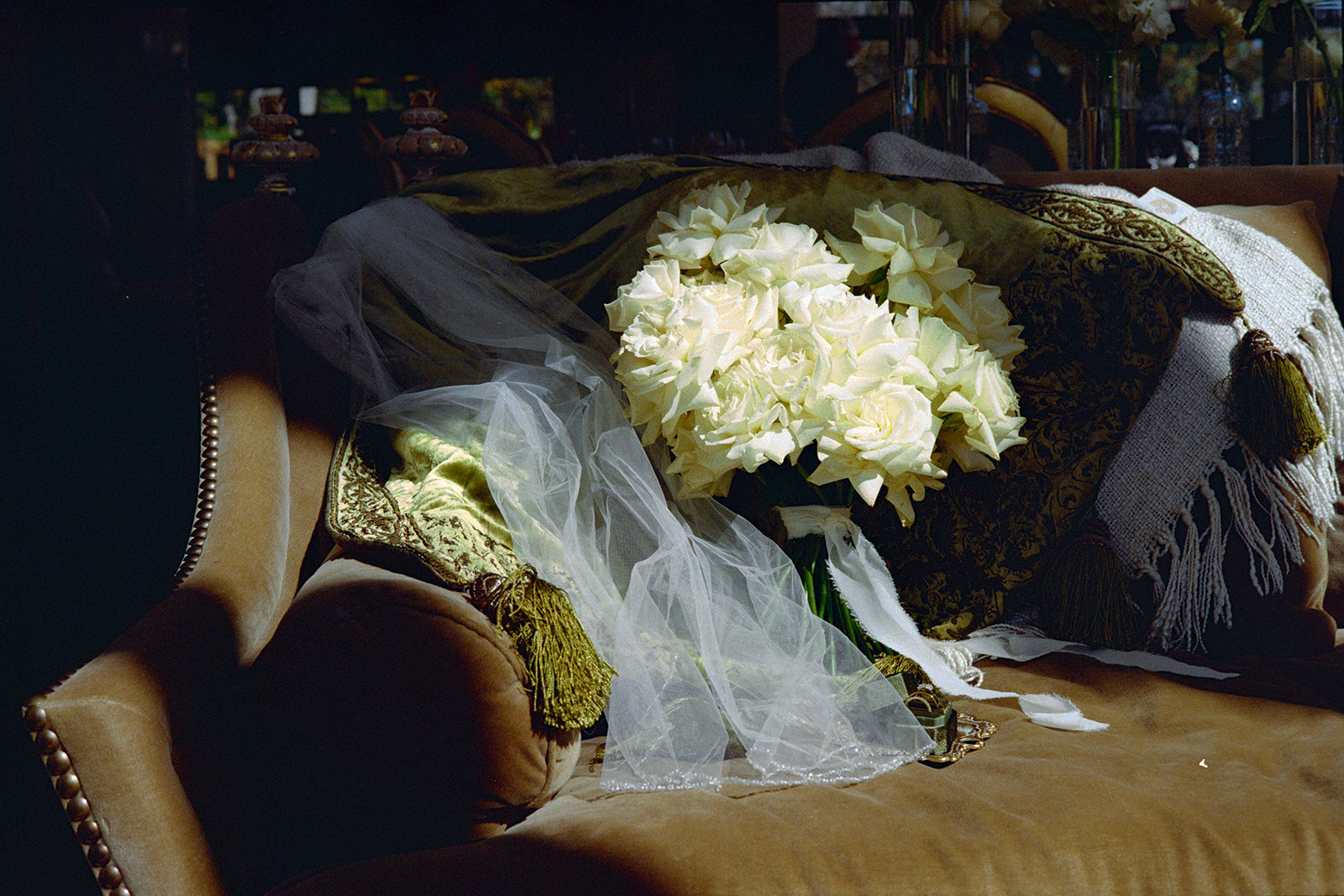 Film photograph of bridal bouquet