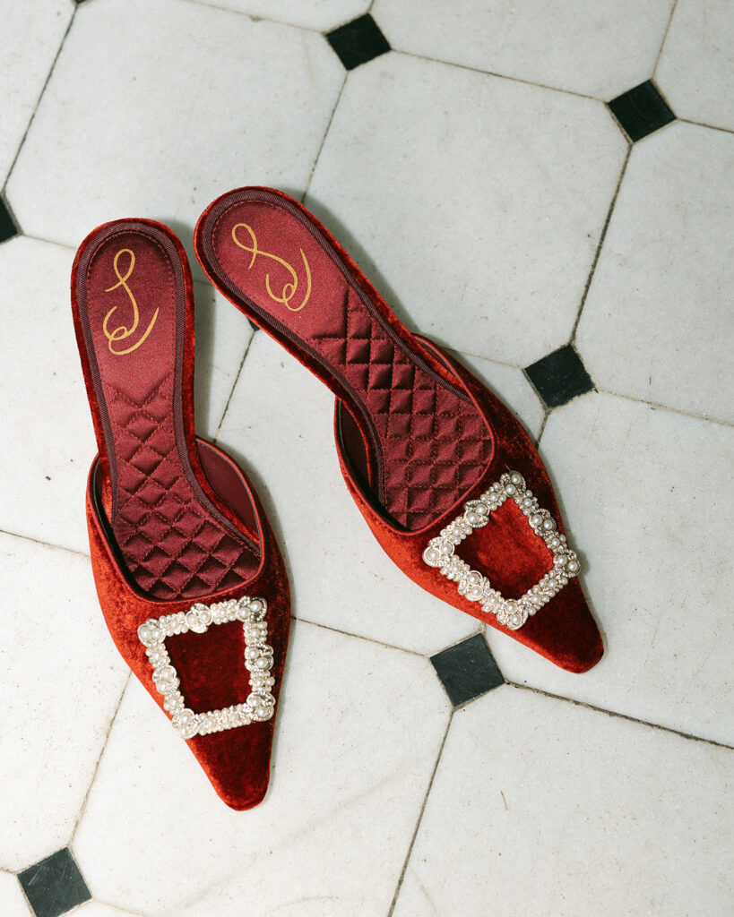 Sam Edelman red velvet shoes