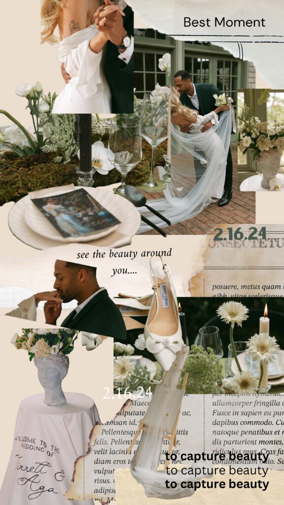 collage of bride and groom at vanlandingham estate charlotte nc